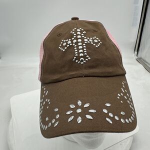 Womens Cowgirl Cap Cadet Rhinestone Cross Wings Pink Cowgirl Hardware Christian